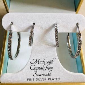 Sofia James 2piece silver plated Hoop earrings set